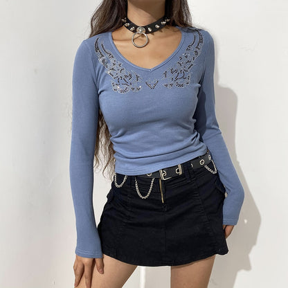 Grunge Rhinestone Crop Top