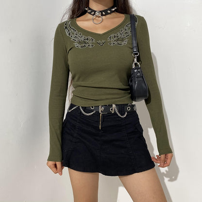 Grunge Rhinestone Crop Top